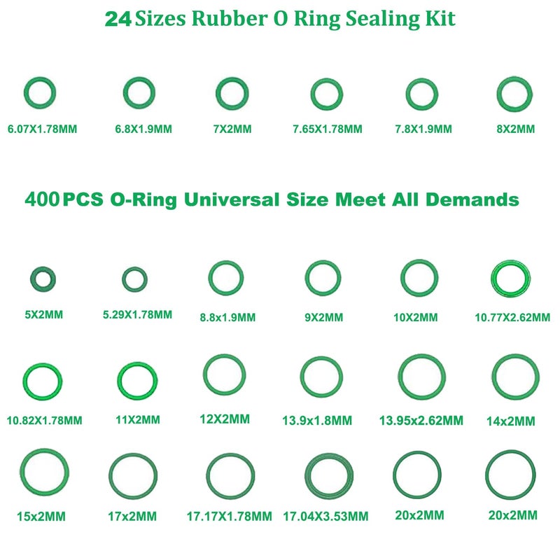 Lucstar A/C O Ring Kit, 400PCS O Ring Assortment Kit, 120PCS AC Seal Kit, AC Valve Core Kit, A/C Sealing Washers,Automotive Replacement Seal Gasket,AC Gasket Kit - Image 3